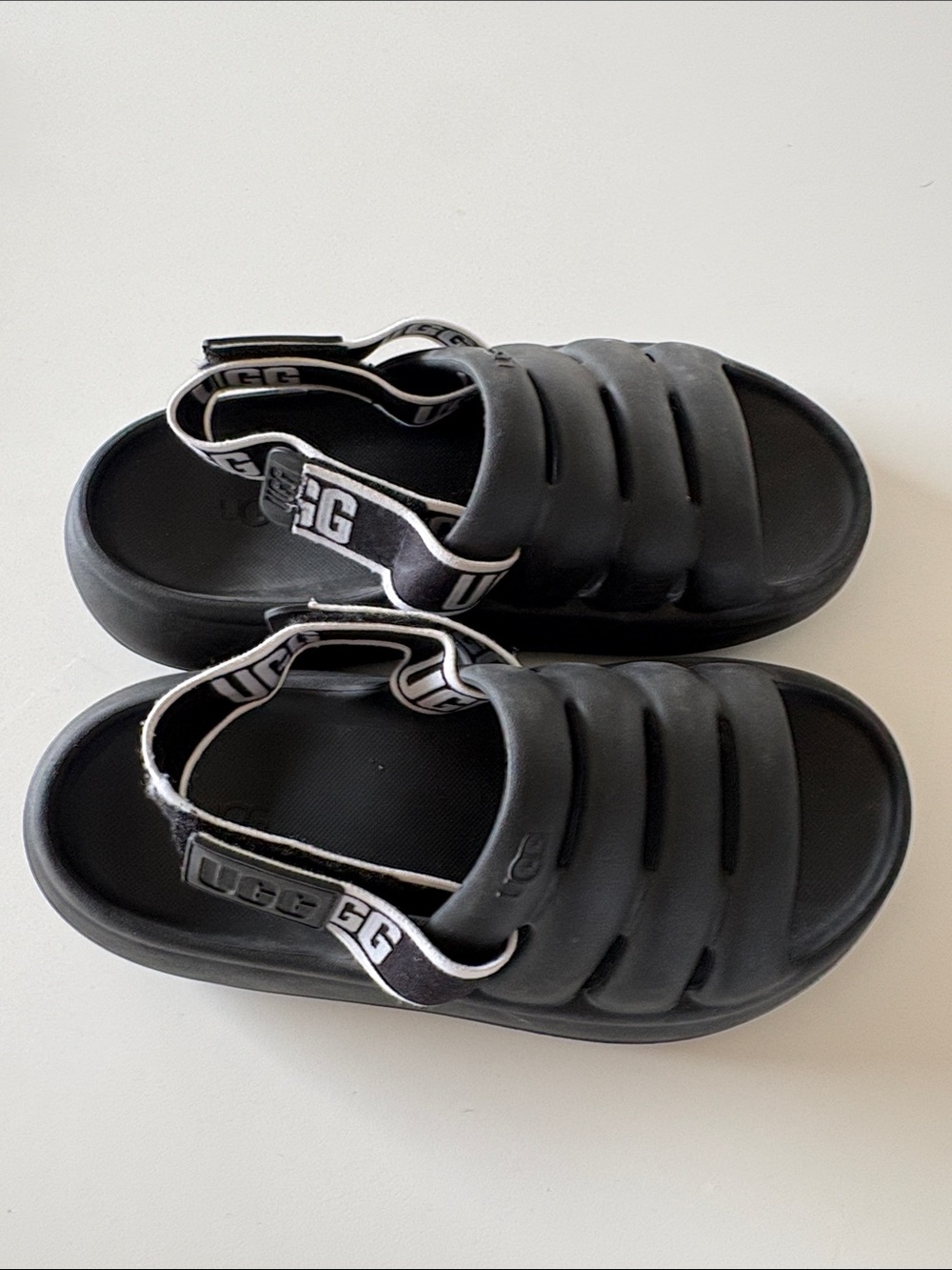 UGG Women’s Black Slip-On Foam Sandals with Branded Heel Strap - Picture 2 of 6